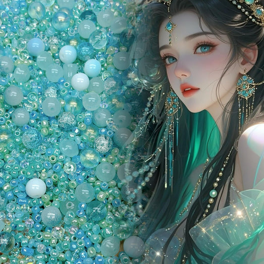 110番  楼蘭の遺夢 | 西域の踊り子ピーコックブルーガラスビーズ DIYエキゾチック風アクセサリー素材キット