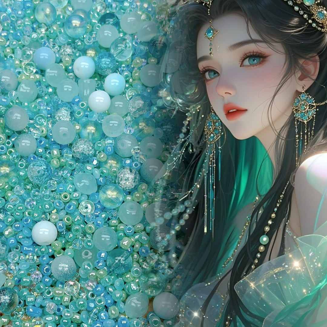 110番  楼蘭の遺夢 | 西域の踊り子ピーコックブルーガラスビーズ DIYエキゾチック風アクセサリー素材キット